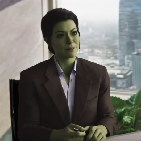 Jenn Walters a.k.a. She Hulk in her legal attire.